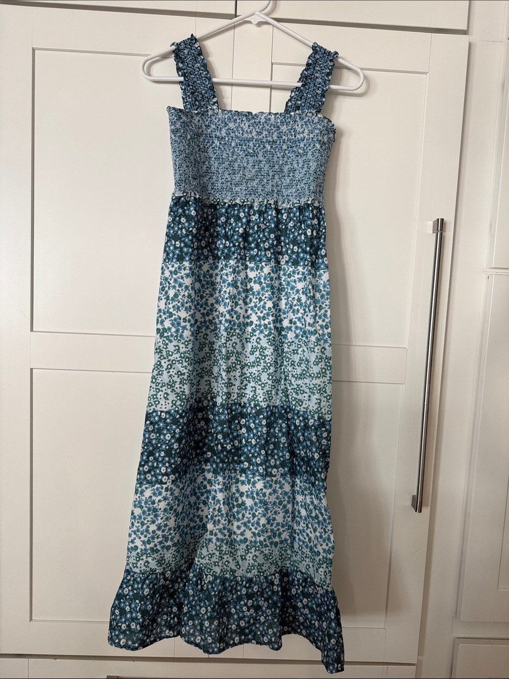 Rails Blue Floral Smocked Midi Dress